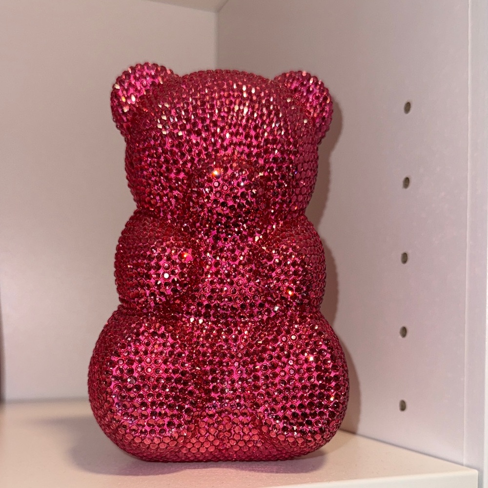 Bedazzled Pink Bear Clutch